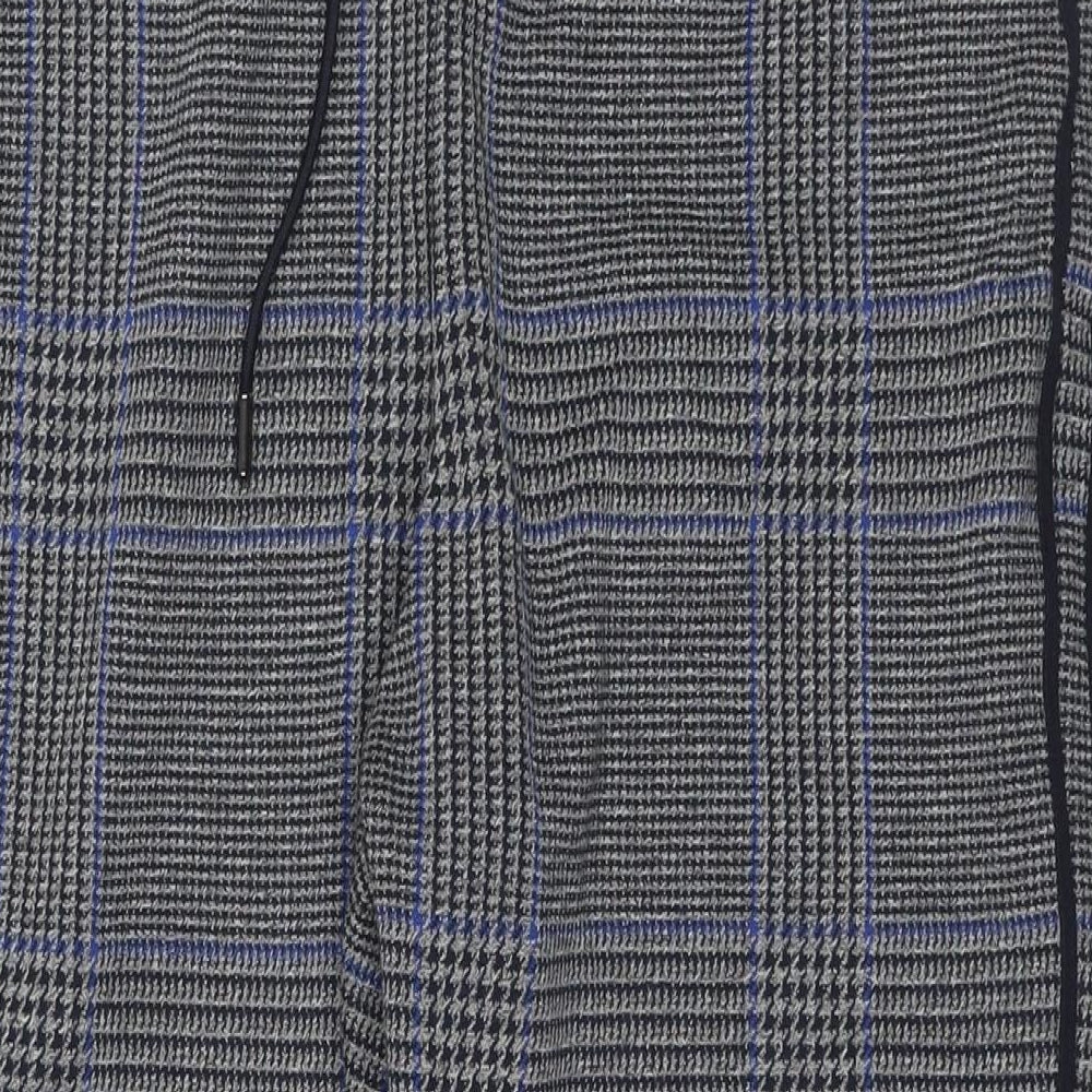 Marks and Spencer Womens Grey Herringbone Polyester Trousers Size 20 L30 in Regular Drawstring