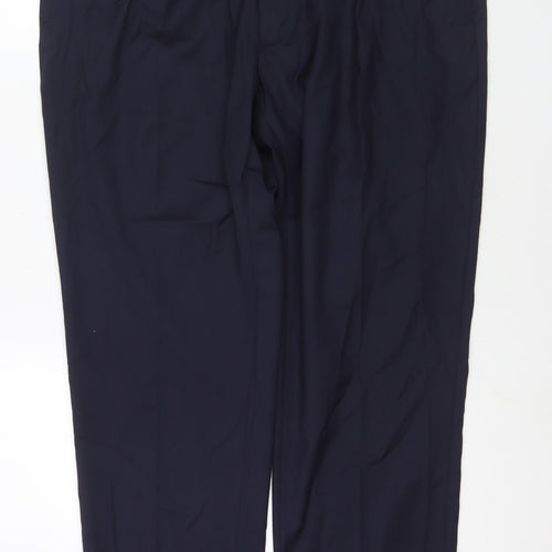 Marks and Spencer Mens Blue Polyester Trousers Size 40 in L31 in Regular Zip