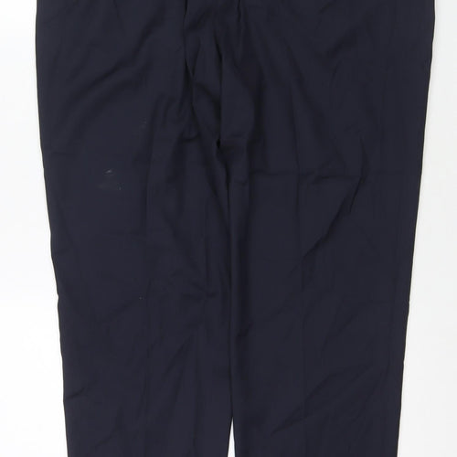 Marks and Spencer Mens Blue Polyester Trousers Size 40 in L31 in Regular Zip