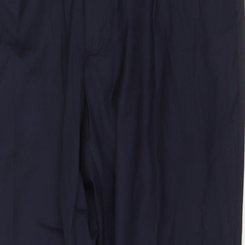 Marks and Spencer Mens Blue Polyester Trousers Size 40 in L31 in Regular Zip