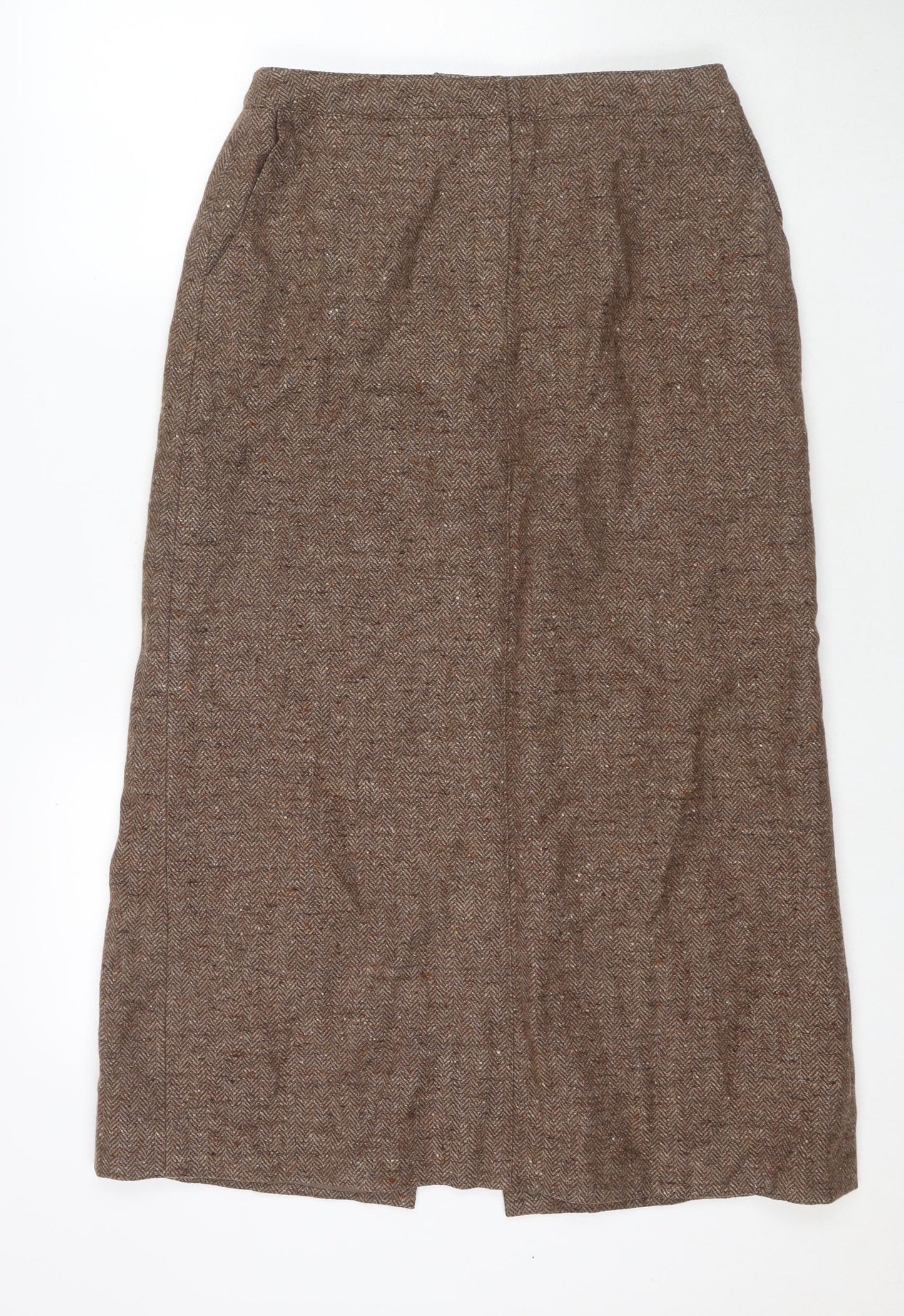JFW Womens Brown Wool Maxi Skirt Size 14 Zip - Side Slit(s)