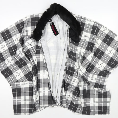 Charmine Womens Black Check Polyester Shawl/Wrap - Collared
