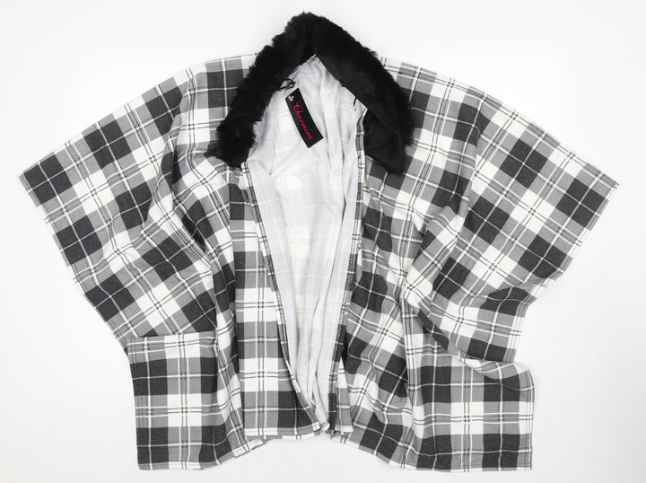 Charmine Womens Black Check Polyester Shawl/Wrap - Collared