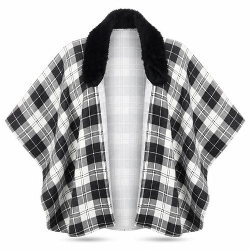 Charmine Womens Black Check Polyester Shawl/Wrap - Collared