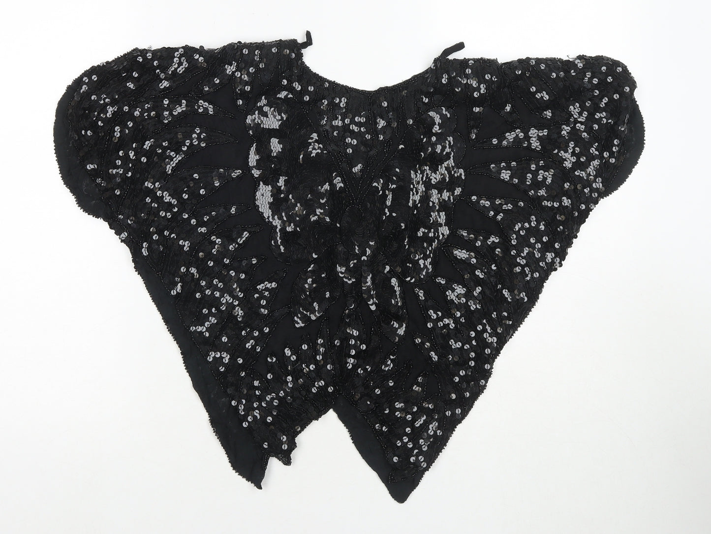 Pure Womens Black Silk Basic Blouse One Size V-Neck - Sequin Detail