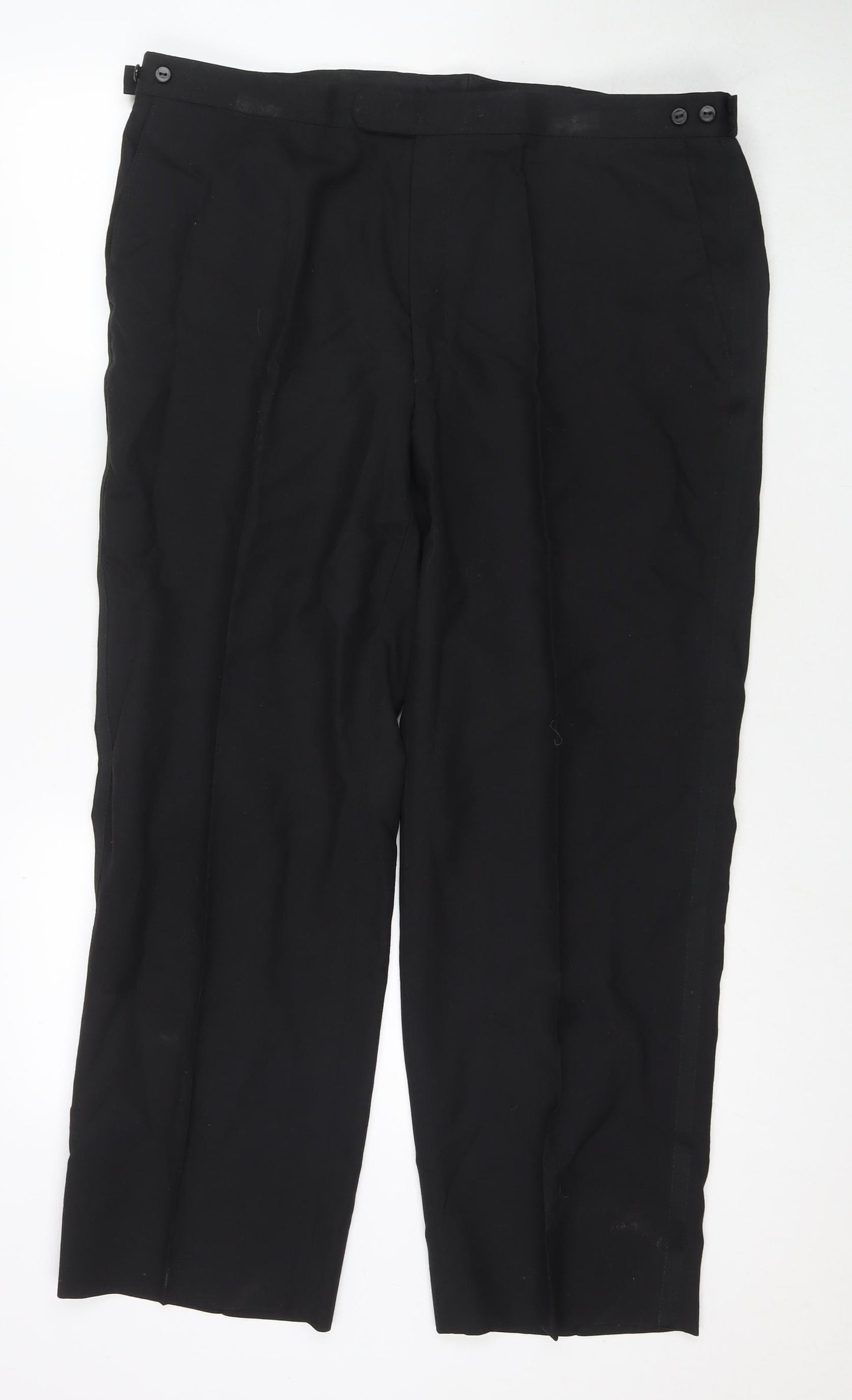 Marks and Spencer Mens Black Polyester Dress Pants Trousers Size 40 in L29 in Regular Zip