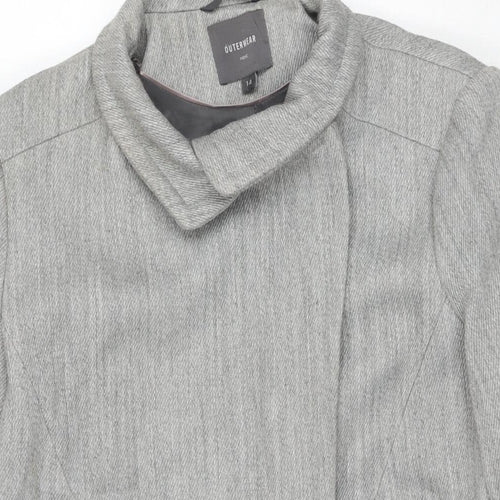 NEXT Womens Grey Overcoat Coat Size 14 Zip