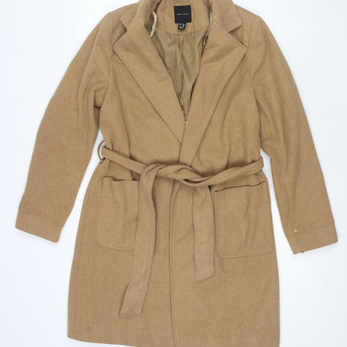 New Look Womens Brown Pea Coat Coat Size 10 Tie