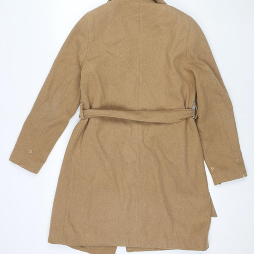 New Look Womens Brown Pea Coat Coat Size 10 Tie