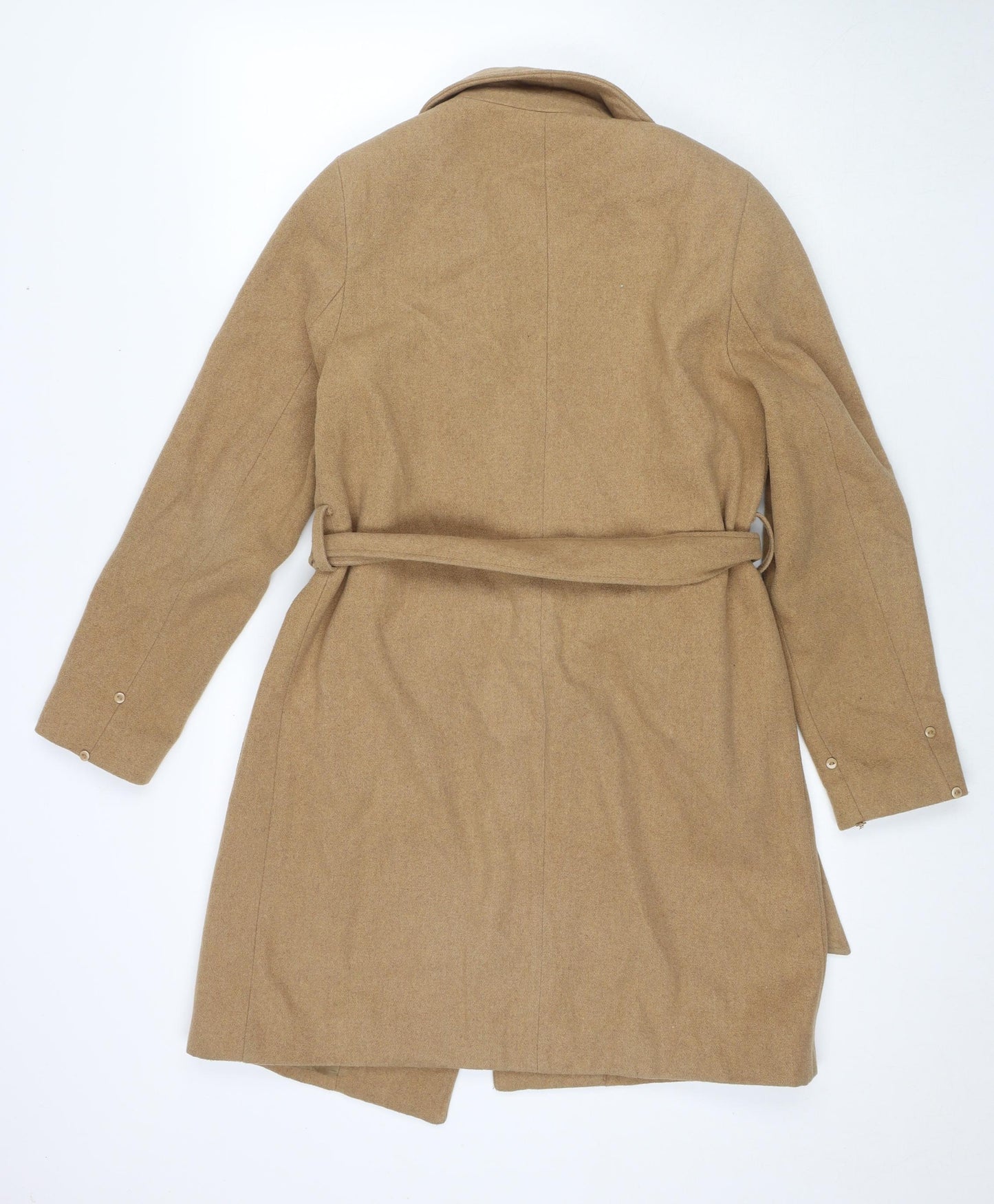 New Look Womens Brown Pea Coat Coat Size 10 Tie