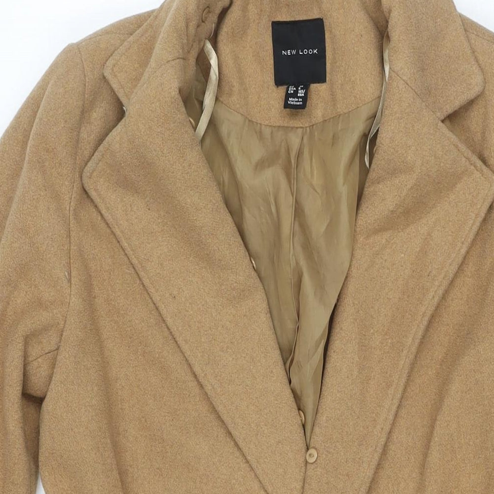 New Look Womens Brown Pea Coat Coat Size 10 Tie