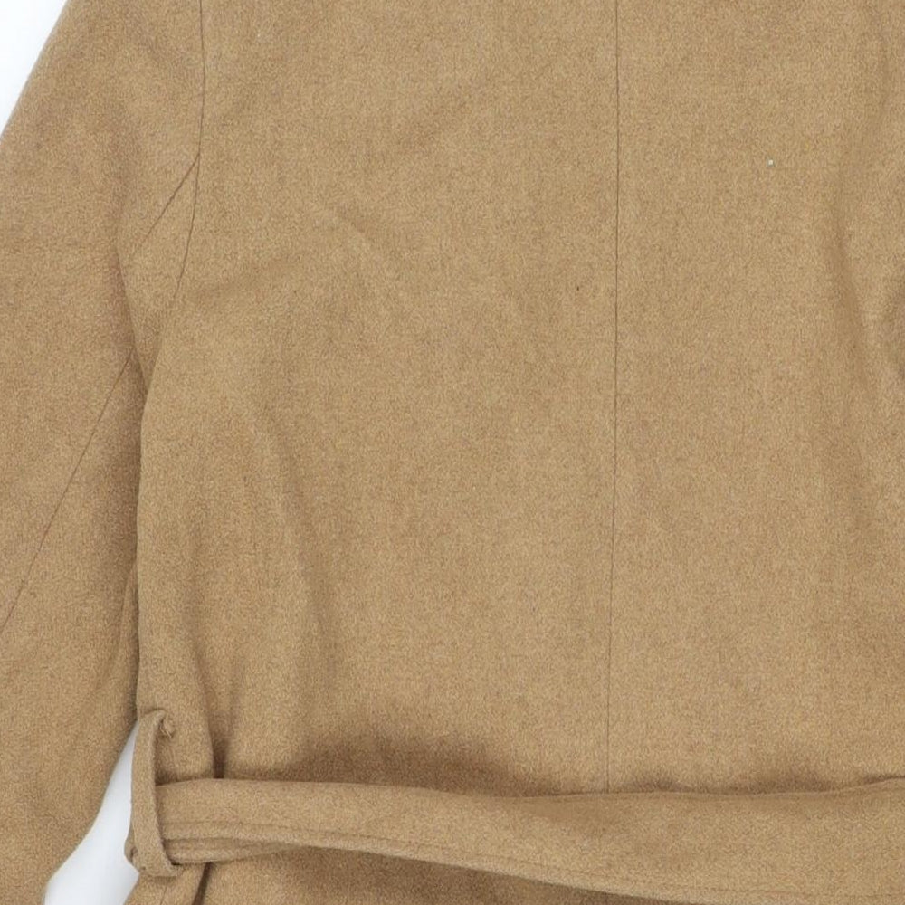 New Look Womens Brown Pea Coat Coat Size 10 Tie