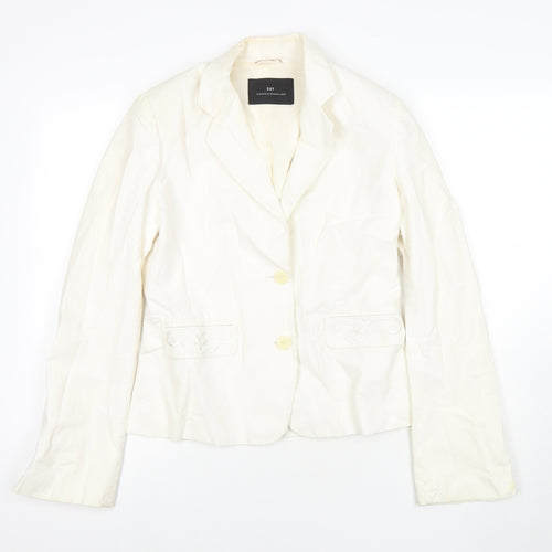 DAY Birger et Mikkelsen Womens White Geometric Jacket Size 12 Button