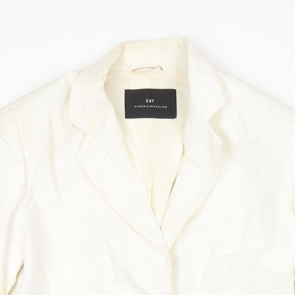 DAY Birger et Mikkelsen Womens White Geometric Jacket Size 12 Button