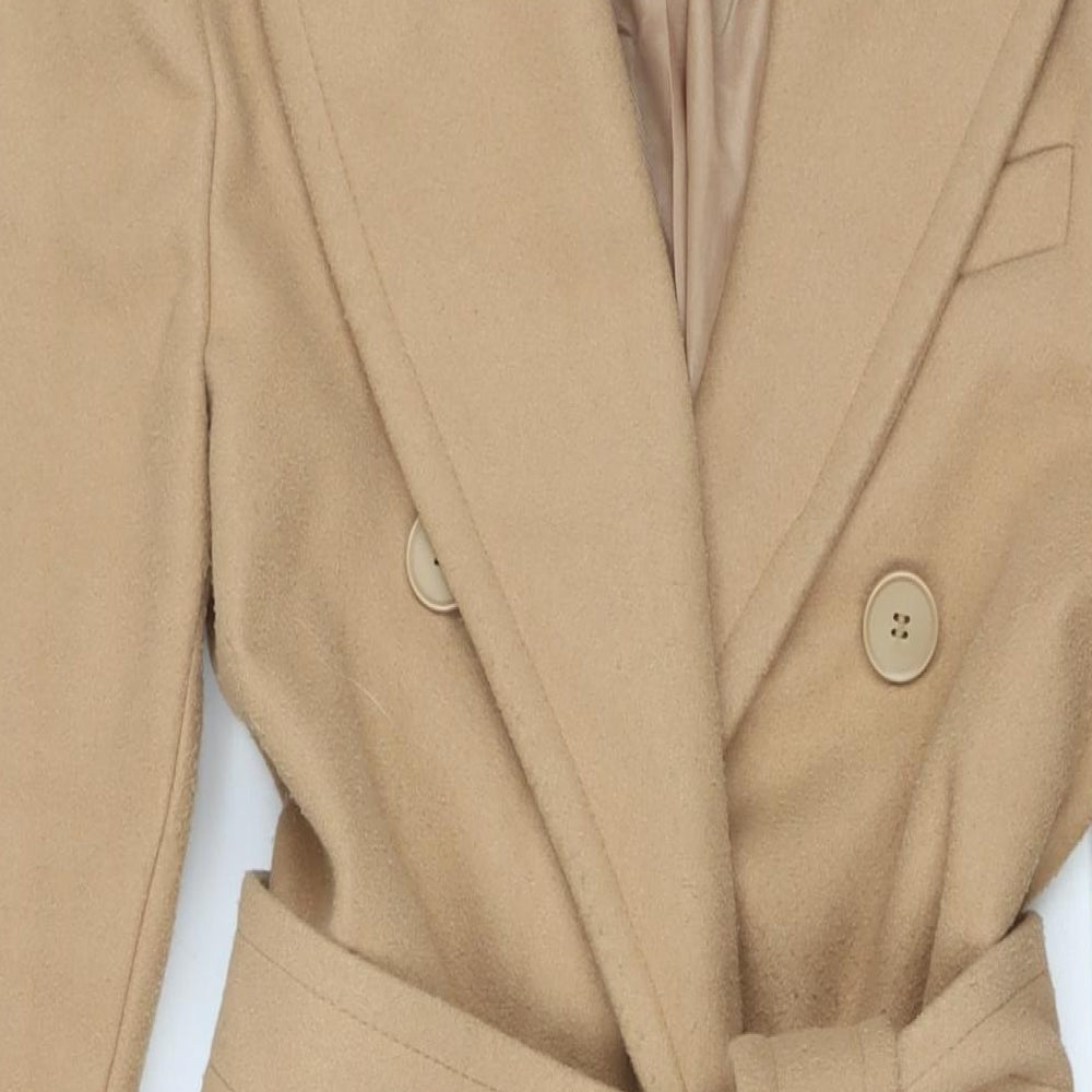 River Island Womens Beige Overcoat Coat Size 8 Button
