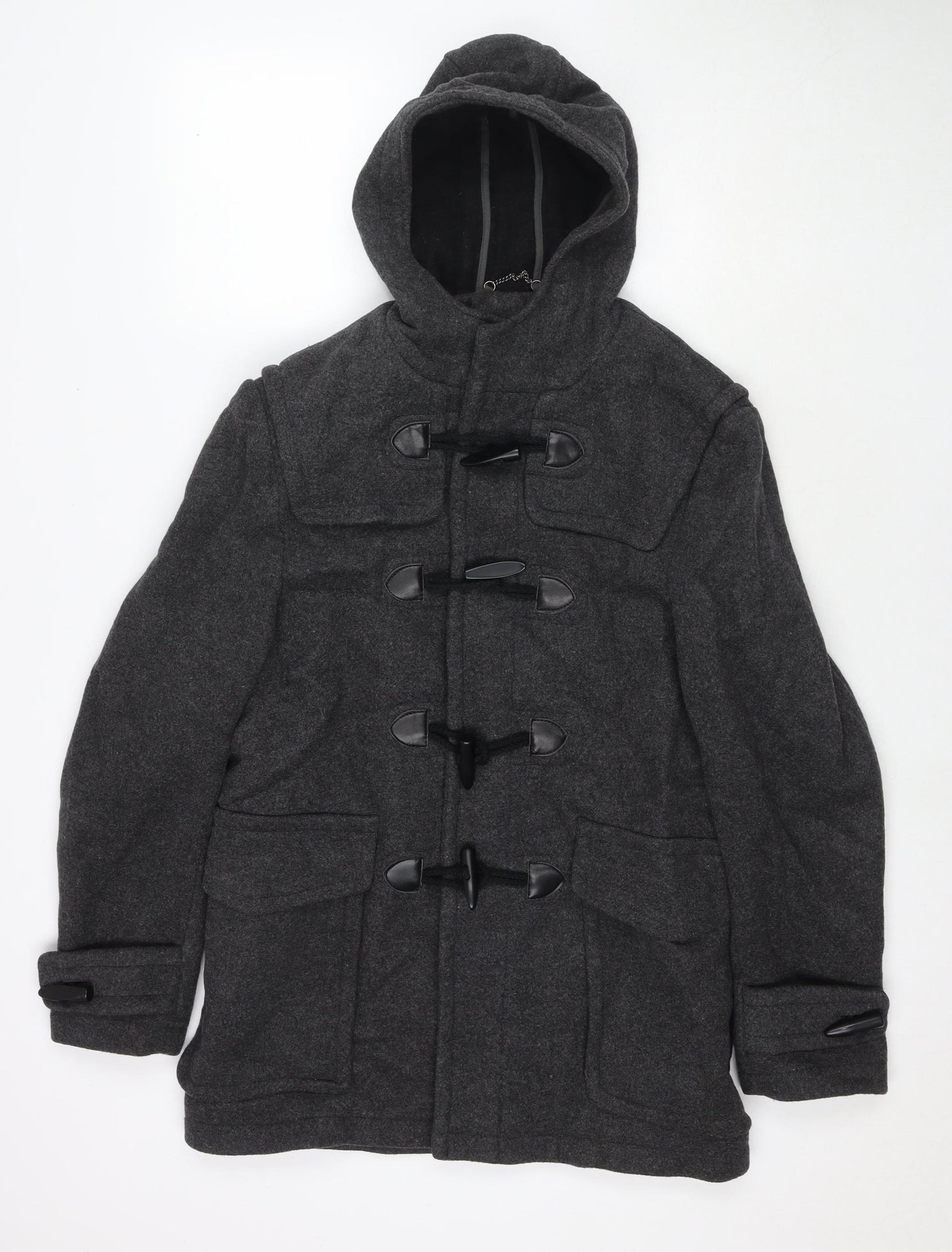 Burton Mens Grey Pea Coat Coat Size S Snap