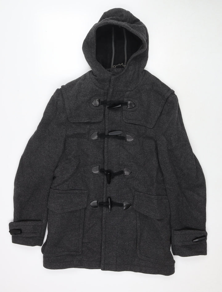 Burton Mens Grey Pea Coat Coat Size S Snap