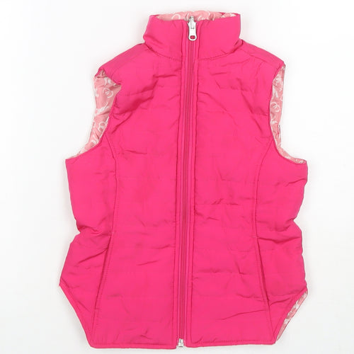 Equestrian Girls Pink Gilet Waistcoat Size 5-6 Years Zip - Reversible