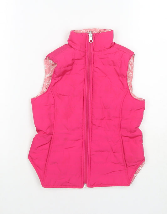 Equestrian Girls Pink Gilet Waistcoat Size 5-6 Years Zip - Reversible