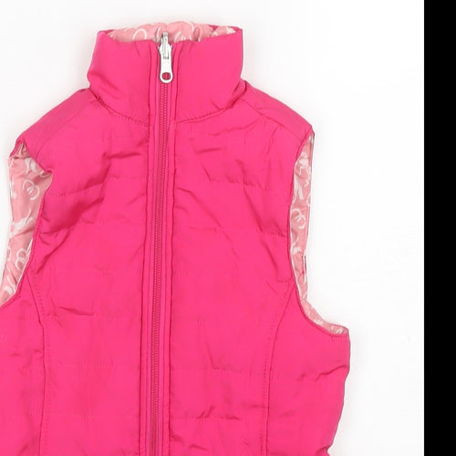 Equestrian Girls Pink Gilet Waistcoat Size 5-6 Years Zip - Reversible