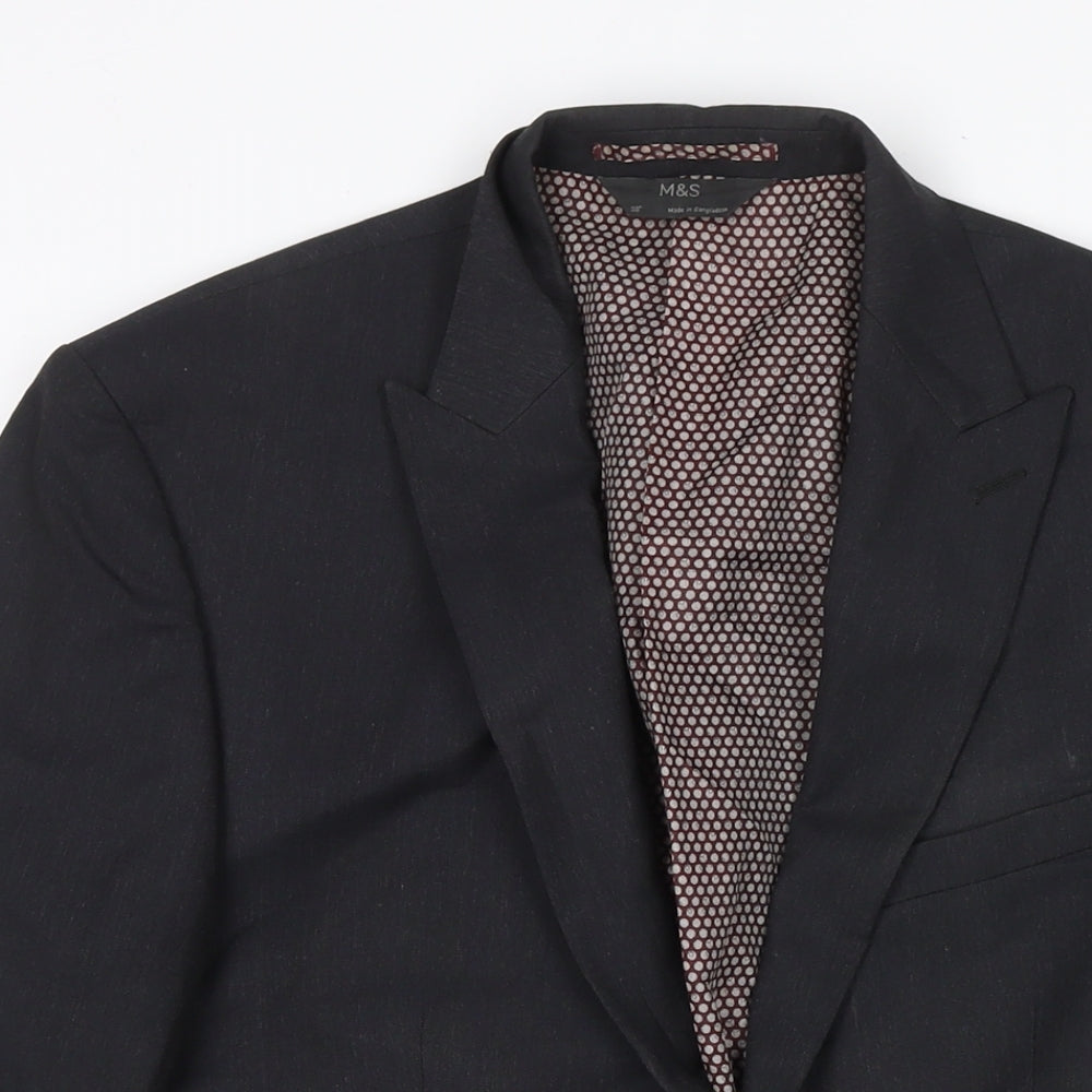 Marks and Spencer Mens Grey Polyester Jacket Suit Jacket Size 38 Regular
