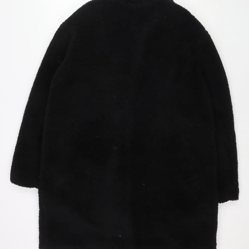 Boohoo Womens Black Overcoat Coat Size 18 Button