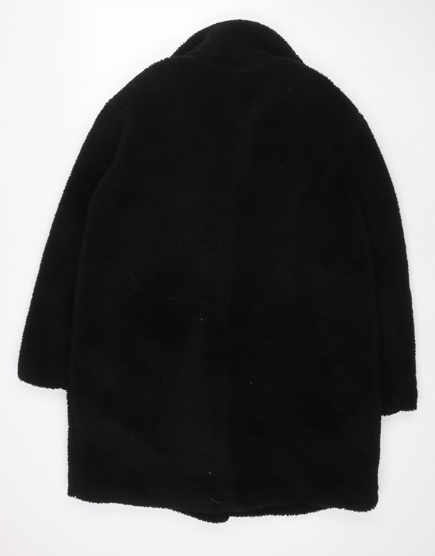 Boohoo Womens Black Overcoat Coat Size 18 Button