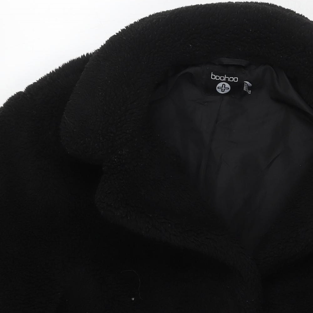 Boohoo Womens Black Overcoat Coat Size 18 Button
