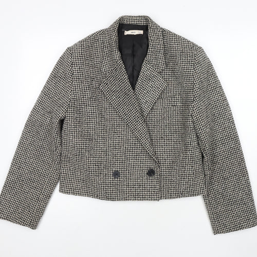 Mango Womens Black Check Jacket Blazer Size M Button