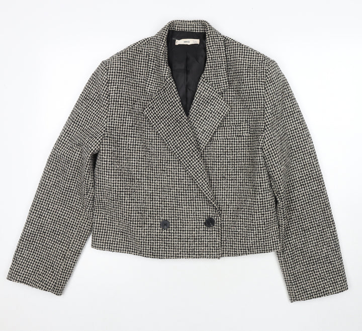 Mango Womens Black Check Jacket Blazer Size M Button