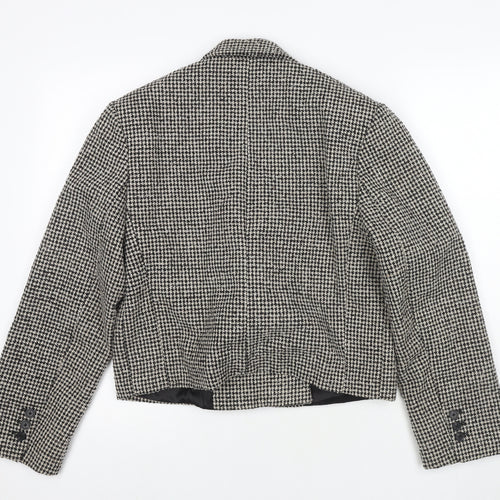 Mango Womens Black Check Jacket Blazer Size M Button