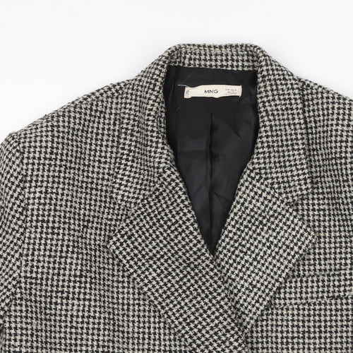 Mango Womens Black Check Jacket Blazer Size M Button