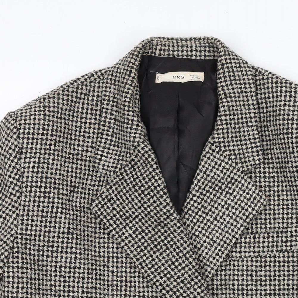 Mango Womens Black Check Jacket Blazer Size M Button