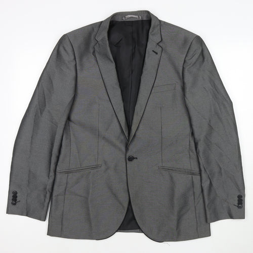 Taylor & Wright Mens Grey Patent Leather Jacket Suit Jacket Size 40 Regular