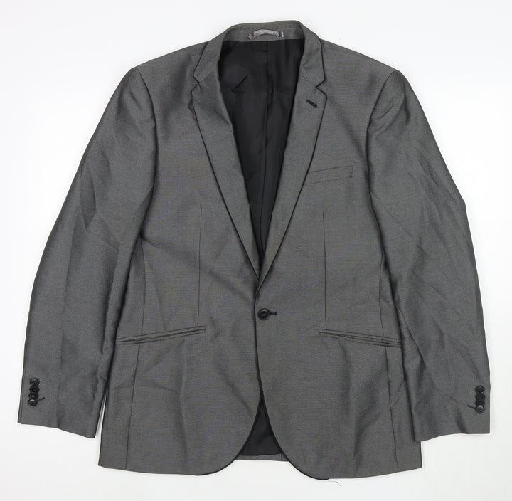 Taylor & Wright Mens Grey Patent Leather Jacket Suit Jacket Size 40 Regular