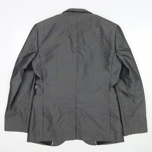 Taylor & Wright Mens Grey Patent Leather Jacket Suit Jacket Size 40 Regular