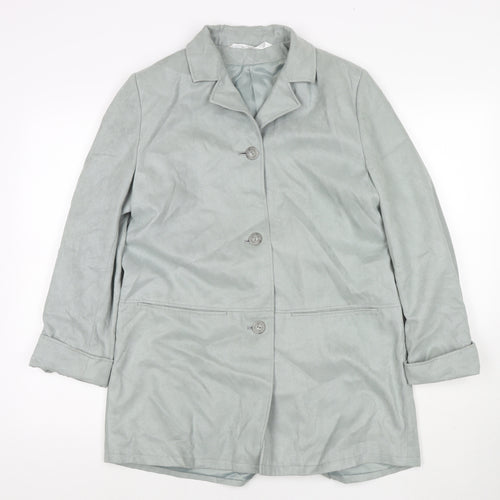 Marks and Spencer Womens Blue Overcoat Coat Size 10 Button - Suede Type
