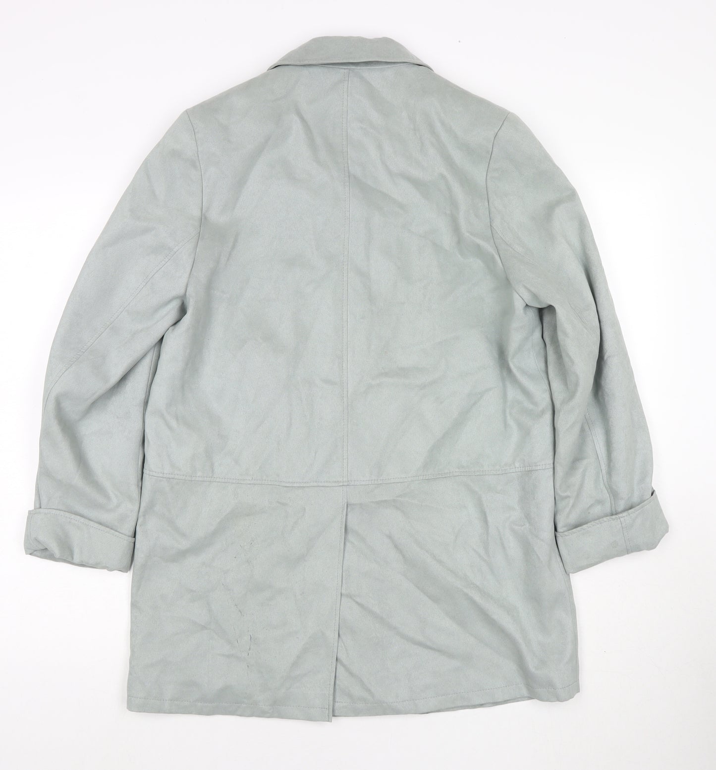 Marks and Spencer Womens Blue Overcoat Coat Size 10 Button - Suede Type