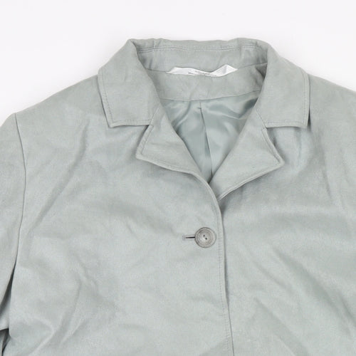 Marks and Spencer Womens Blue Overcoat Coat Size 10 Button - Suede Type