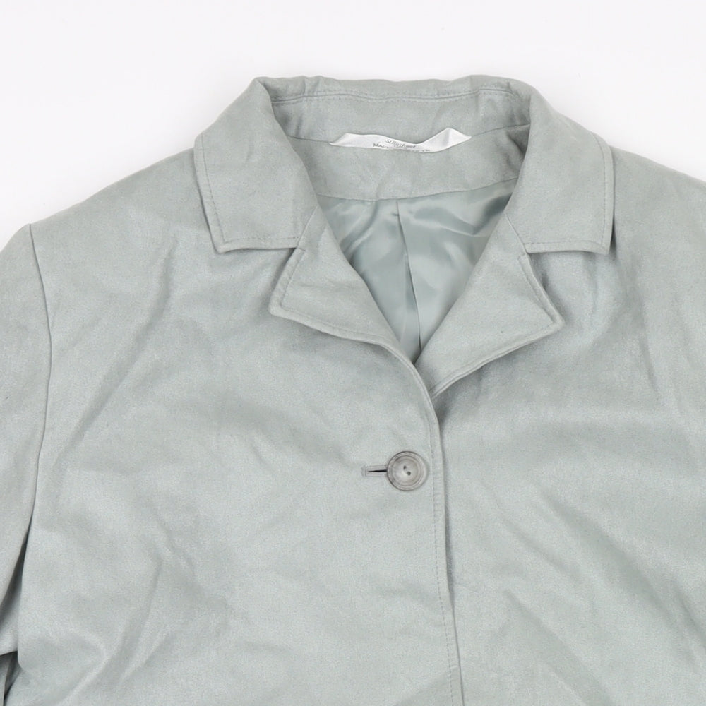 Marks and Spencer Womens Blue Overcoat Coat Size 10 Button - Suede Type