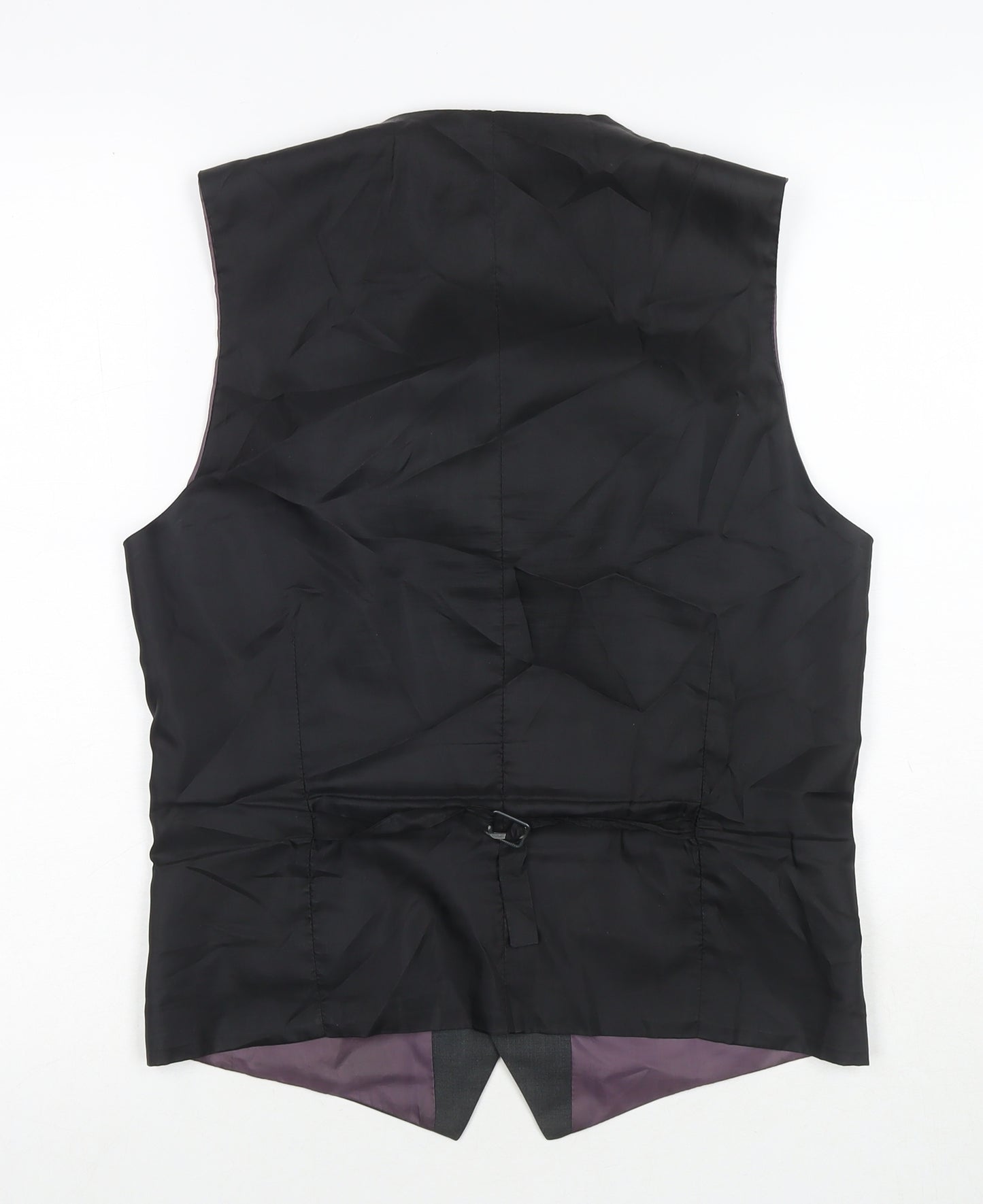 Red Herring Mens Black Polyester Jacket Suit Waistcoat Size 36 Regular