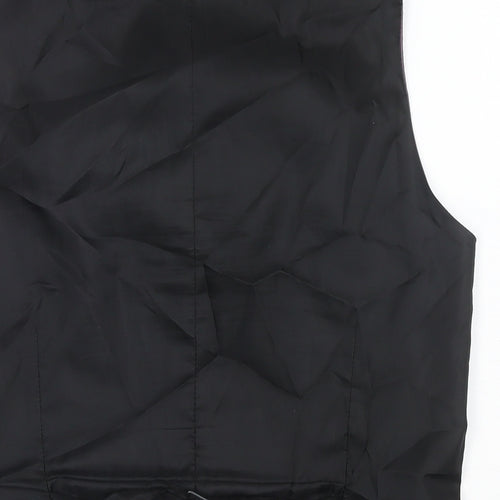 Red Herring Mens Black Polyester Jacket Suit Waistcoat Size 36 Regular