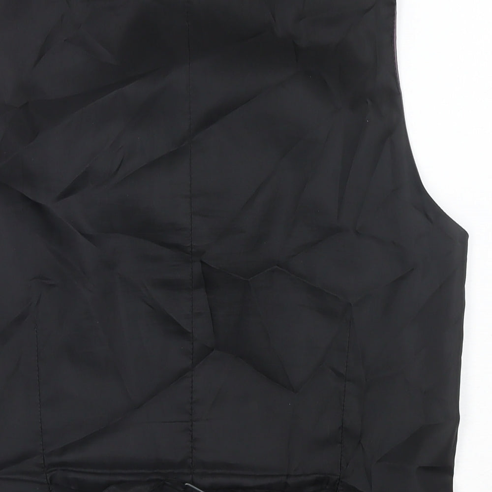 Red Herring Mens Black Polyester Jacket Suit Waistcoat Size 36 Regular