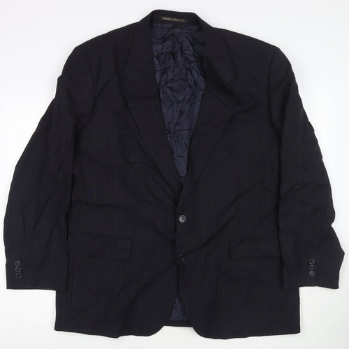 Marks and Spencer Mens Black Wool Jacket Suit Jacket Size 46 Regular