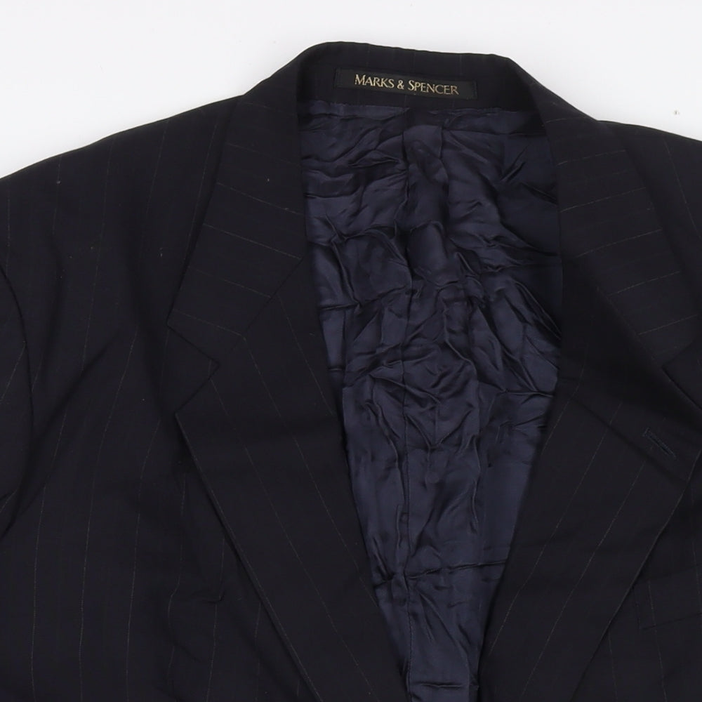 Marks and Spencer Mens Black Wool Jacket Suit Jacket Size 46 Regular