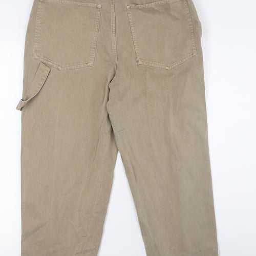 AllSaints Womens Beige Cotton Cropped Trousers Size 30 in L23.5 in Regular Button
