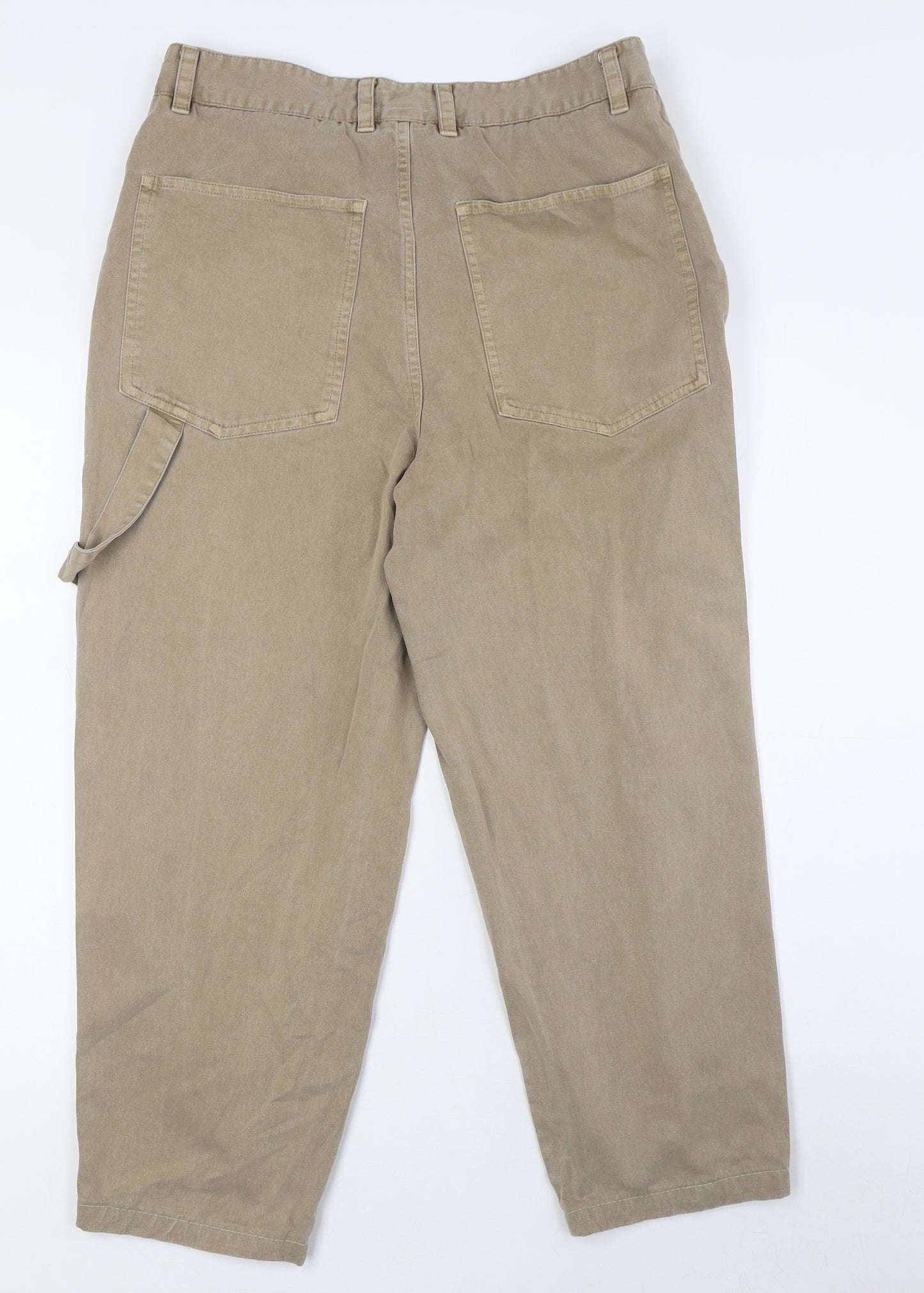 AllSaints Womens Beige Cotton Cropped Trousers Size 30 in L23.5 in Regular Button