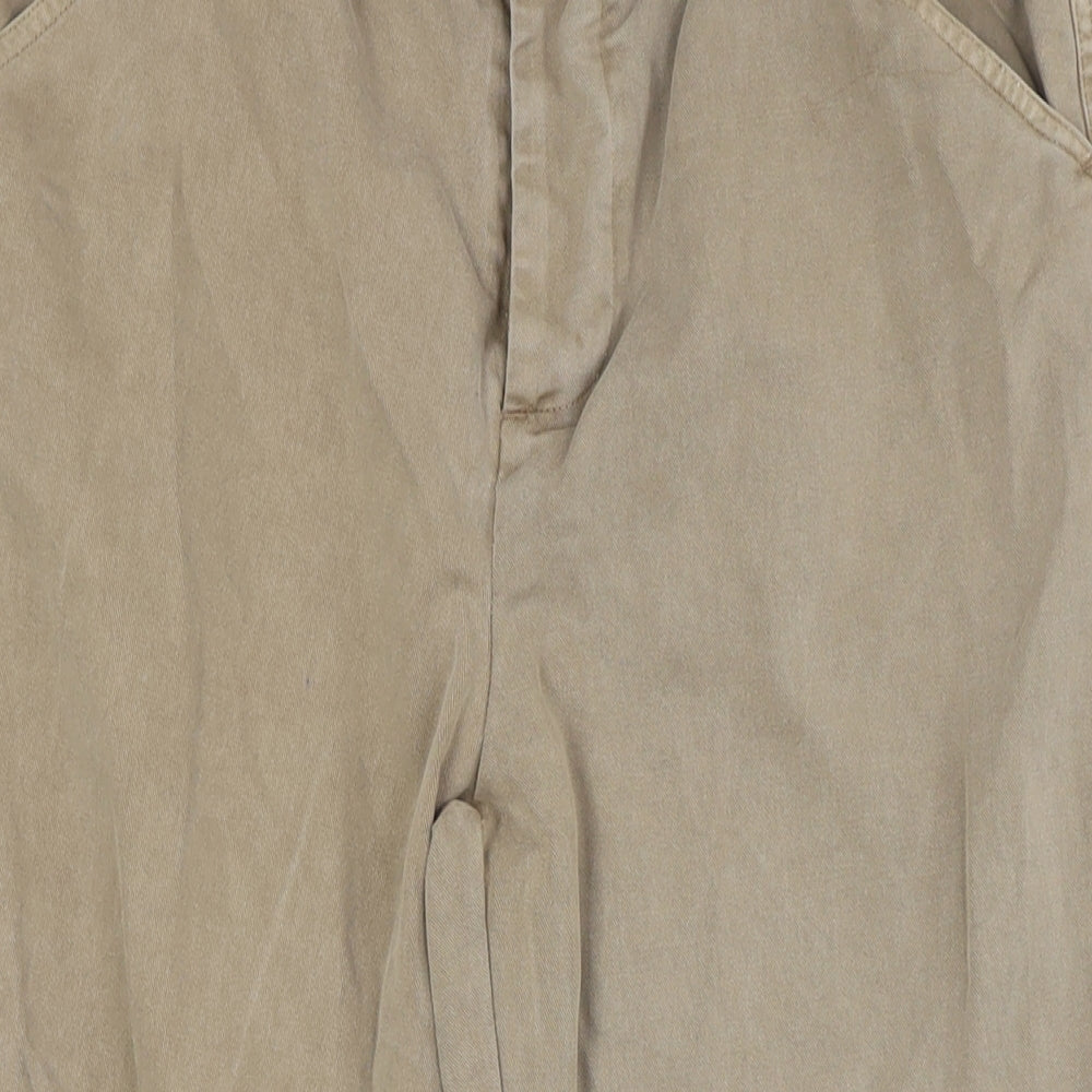 AllSaints Womens Beige Cotton Cropped Trousers Size 30 in L23.5 in Regular Button