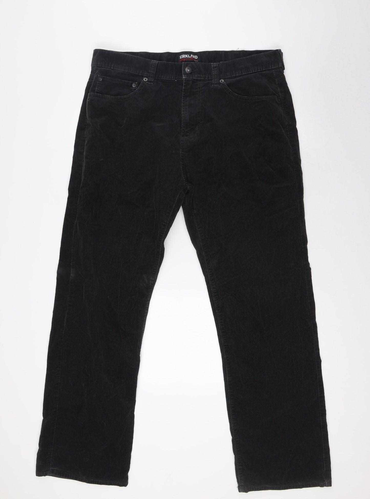Kirkland Mens Green Herringbone Cotton Cargo Trousers Size 38 in L32 in Regular Zip
