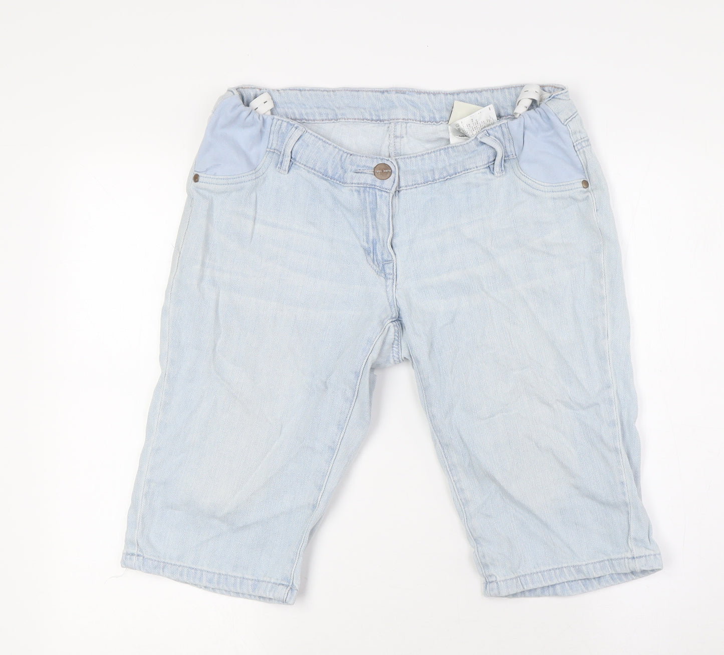 NEXT Womens Blue Cotton Basic Shorts Size 10 L13 in Regular Zip